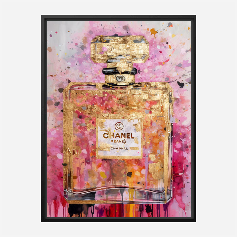 Chanel No 5 Pink & Gold Abstract 2 Perfume Bottle Art Print
